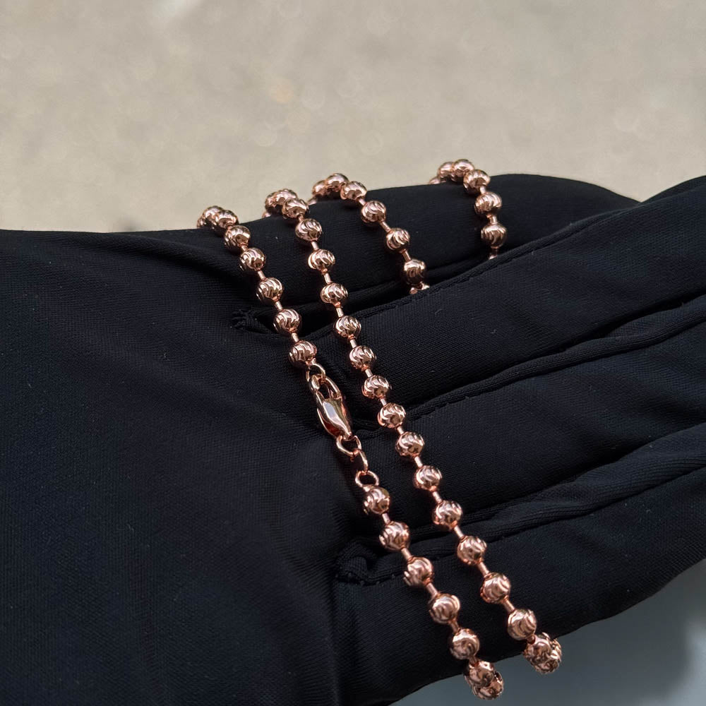 Cadena militar diamantada tono oro rosa