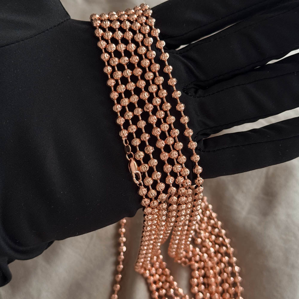 Cadena militar diamantada tono oro rosa